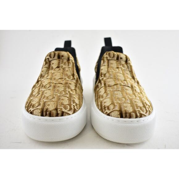 Dior Solar Bronze Velvet Oblique Logo White Flat Skate Slip On Low Sneaker 36 - Picture 6 of 11